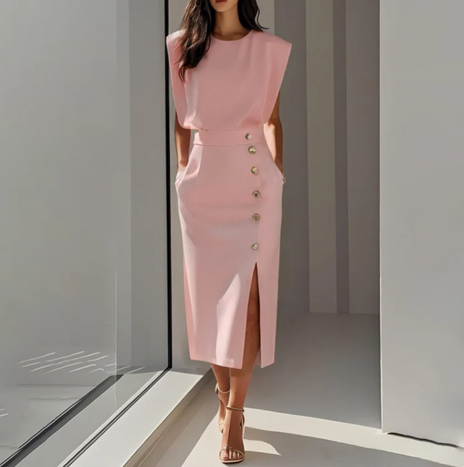 Vestido midi con abertura