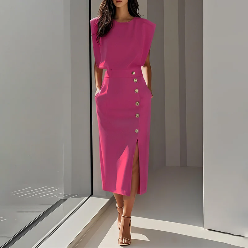 Vestido midi con abertura