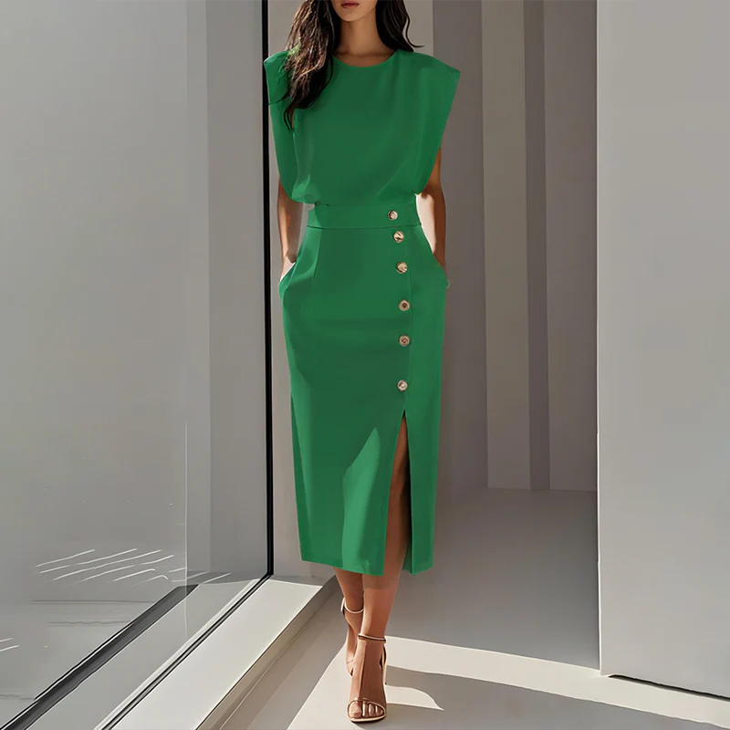 Vestido midi con abertura